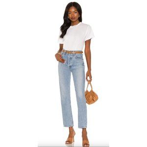 Agolde Blue Straight Leg Jeans High-Waisted Vintage Style